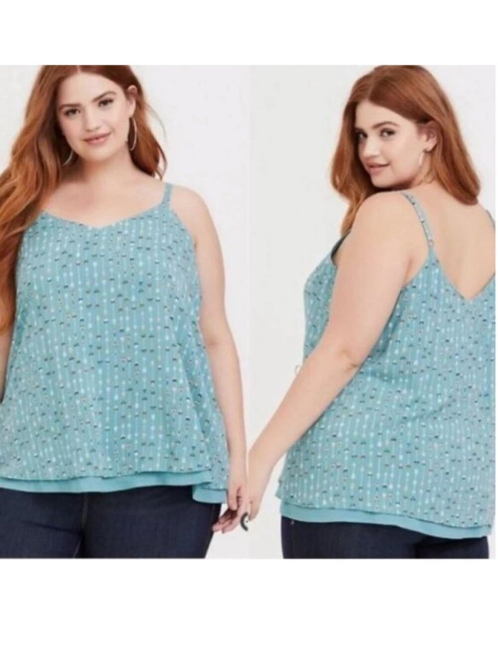 TORRID NEW 2X 2 Sophie Challis Double Layer Swing Cami Arrow Pattern Tank To
